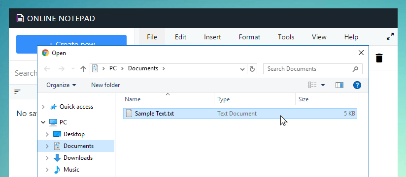 Open file dialog in Newinfo